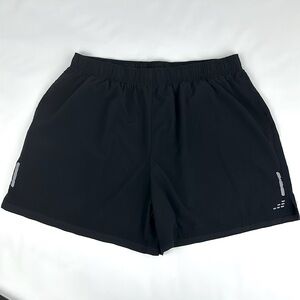 Men’s black running athletic shorts. No liner, No drawstring. Side pockets.